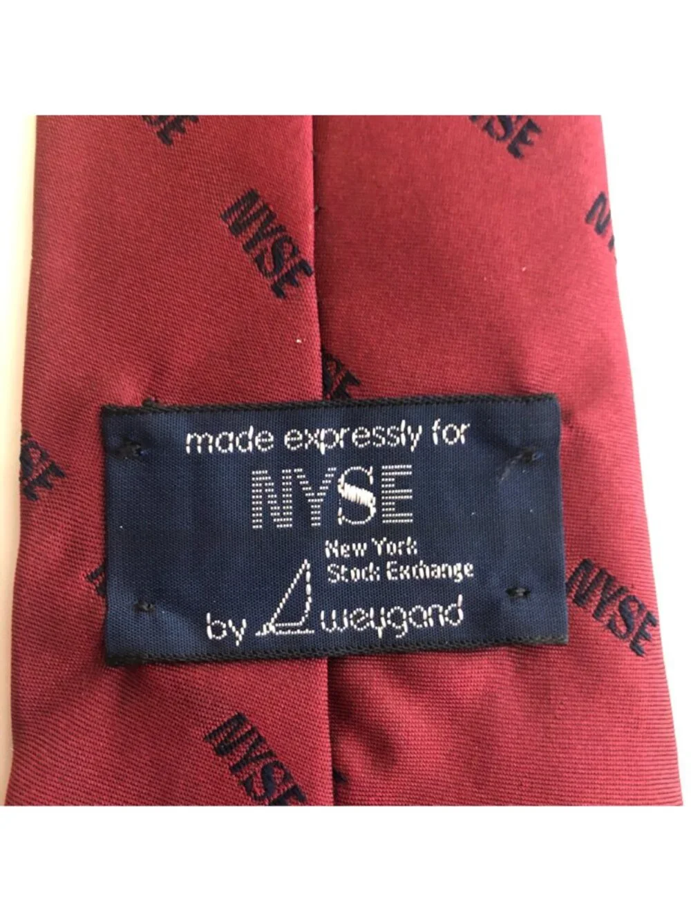 New York Stock Exchange NYSE Silk Tie Maroon Mens Necktie Accessory Office Gift